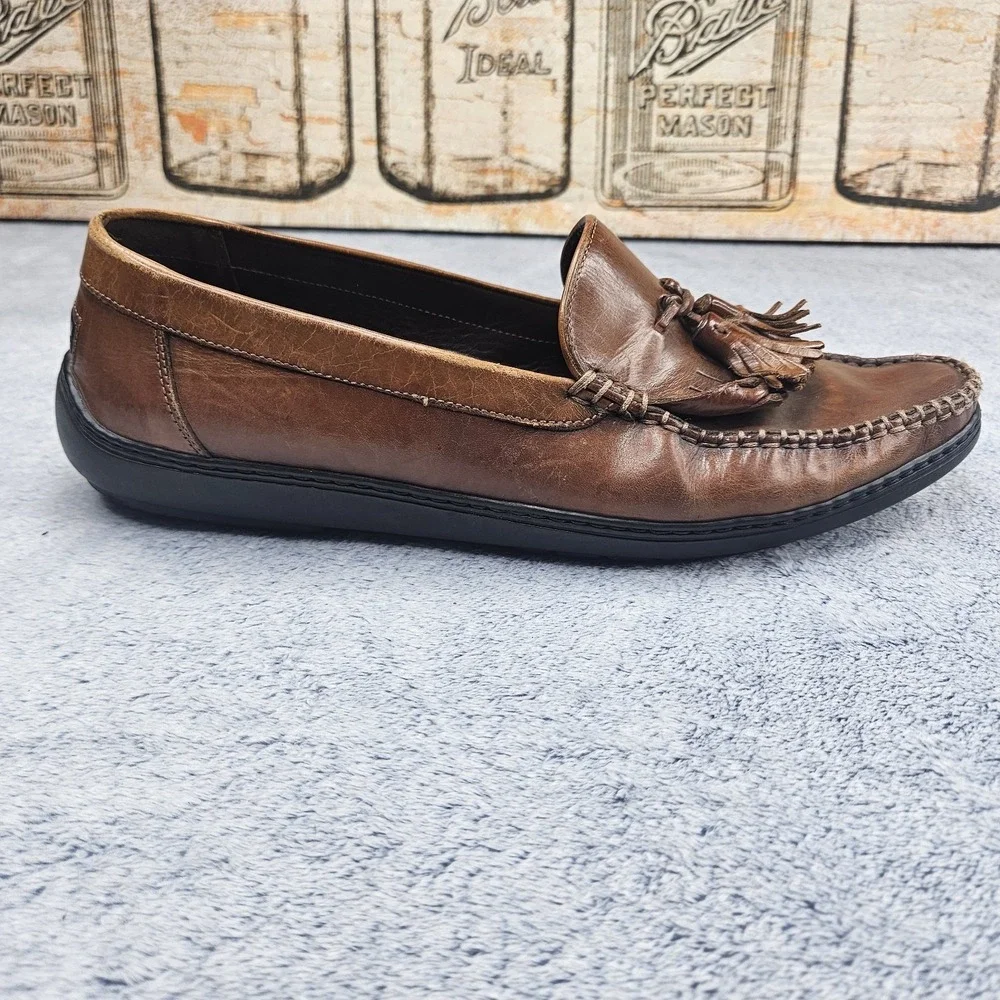 Bragano Tassel Loafers Mens 9.5 Brown Leather Kiltie Fringe Italy Dress Shoes